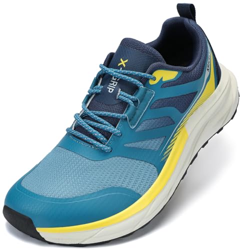 Kricely Laufschuhe Herren Breite Zehenbox Traillaufschuhe Straßenlaufschuhe Trekkingschuhe Sneaker Leicht Sportschuhe Outdoor Schuhe Bequeme Fitnessschuhe（Blau 44.5 von Kricely