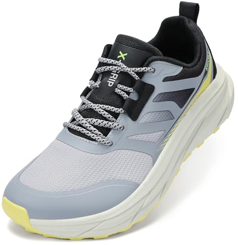 Kricely Laufschuhe Herren Breite Zehenbox Traillaufschuhe Straßenlaufschuhe Trekkingschuhe Sneaker Leicht Sportschuhe Outdoor Schuhe Bequeme Fitnessschuhe （Grau 40 von Kricely