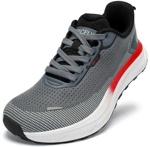 Kricely Laufschuhe Herren Breite Zehenbox Traillaufschuhe Straßenlaufschuhe Trekkingschuhe Sneaker Leicht Sportschuhe Outdoor Schuhe Bequeme Fitnessschuhe （New Grau 44 von Kricely