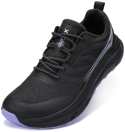 Kricely Laufschuhe Herren Breite Zehenbox Traillaufschuhe Straßenlaufschuhe Trekkingschuhe Sneaker Leicht Sportschuhe Outdoor Schuhe Bequeme Fitnessschuhe （Schwarz 42） von Kricely