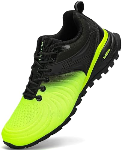 Kricely Traillaufschuhe Herren Laufschuhe Straßenlaufschuhe Sneaker Leicht Wanderschuhe Fitnessschuhe Trekkingschuhe（Fluoreszierendes Gelb 40） von Kricely