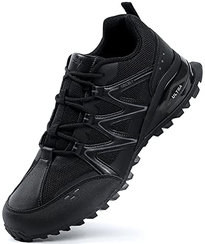 Kricely Traillaufschuhe Herren Laufschuhe Straßenlaufschuhe Sneaker Leicht Wanderschuhe Fitnessschuhe Trekkingschuhe（Schwarz 49） von Kricely