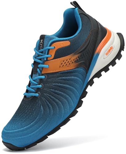 Kricely Traillaufschuhe Herren Laufschuhe Straßenlaufschuhe Sneaker Leicht Wanderschuhe Fitnessschuhe Trekkingschuhe (Dunkel Blau 44) von Kricely