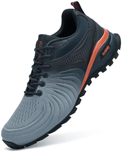 Kricely Traillaufschuhe Herren Laufschuhe Straßenlaufschuhe Sneaker Leicht Wanderschuhe Fitnessschuhe Trekkingschuhe （Marine Blau 42） von Kricely
