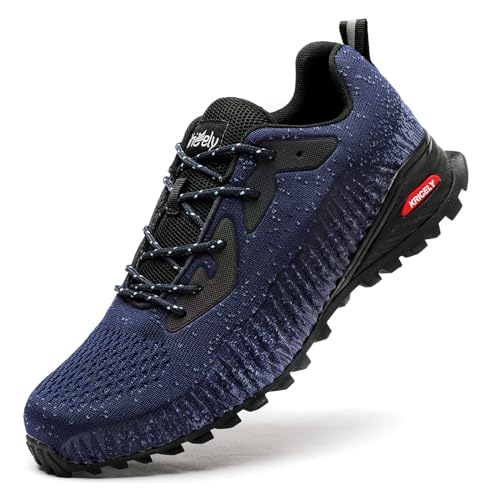 Kricely Traillaufschuhe Herren Leicht Atmungsaktiv Wanderstiefel rutschfest Laufschuhe Outdoor Fitness Straßenlaufschuhe（Blau 44） von Kricely