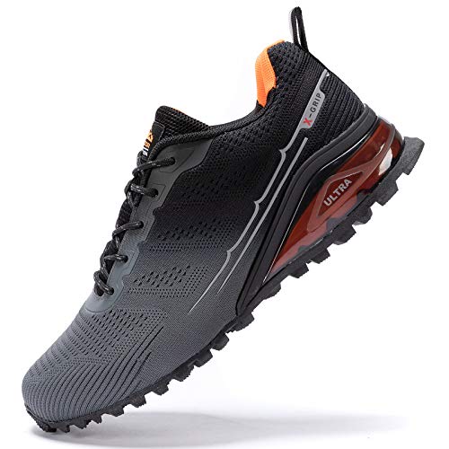 Kricely Traillaufschuhe Herren Leicht Atmungsaktiv Wanderstiefel rutschfest Laufschuhe Outdoor Fitness Straßenlaufschuhe（Grau 41） von Kricely