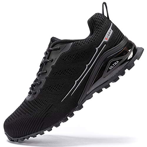 Kricely Traillaufschuhe Herren Leicht Atmungsaktiv Wanderstiefel rutschfest Laufschuhe Outdoor Fitness Straßenlaufschuhe（Schwarz 40） von Kricely