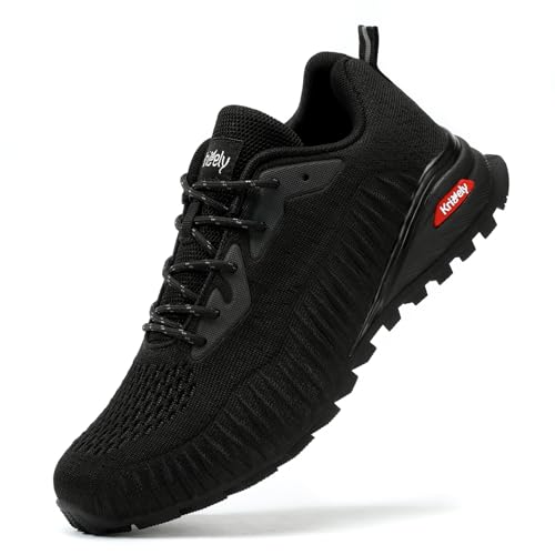 Kricely Traillaufschuhe Herren Leicht Atmungsaktiv Wanderstiefel rutschfest Laufschuhe Outdoor Fitness Straßenlaufschuhe（Schwarz 49） von Kricely