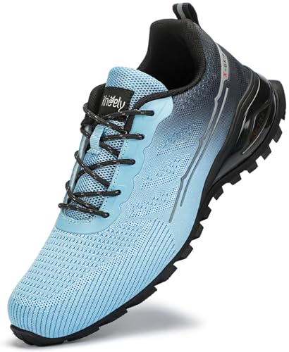 Kricely Traillaufschuhe Herren Leicht Atmungsaktiv Wanderstiefel rutschfest Laufschuhe Outdoor Fitness Straßenlaufschuhe （Hell blau 41 von Kricely