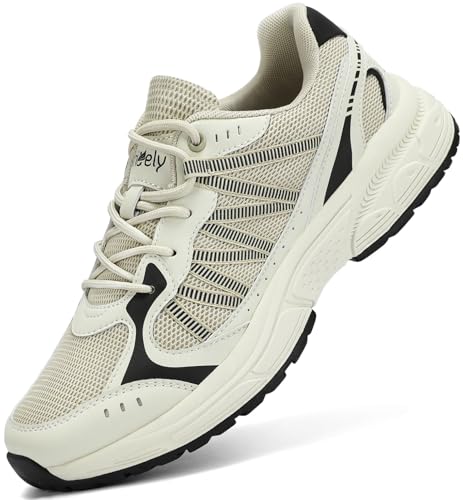 Kricely Turnschuhe Herren Schuhe Traillaufschuhe Laufschuhe Wanderschuhe Sportschuhe Sneaker Tennis Fitness Jogging Walkingschuhe Leichtgewichts Atmungsaktiv Straßenlaufschuhe (Khaki 43) von Kricely