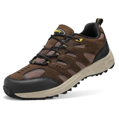 Kricely Wanderschuhe Herren Trekkingschuhe Outdoor Schuhe Hiking Shoes Herren Sneaker Bergsteigen Leichte Sportschuhe für Trekking und Wandern (Braun 43.5) von Kricely