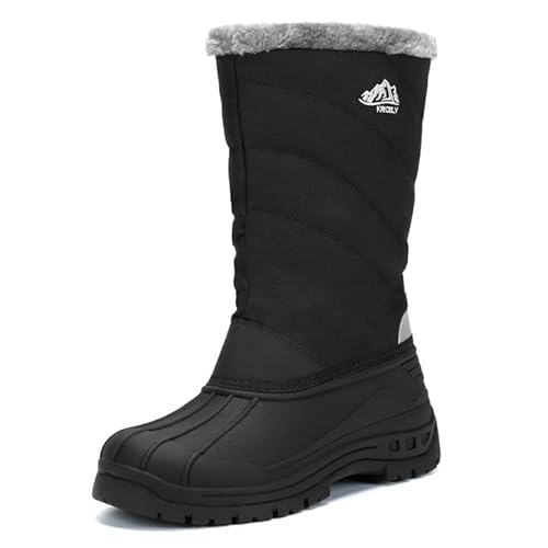 Kricely Wasserdichte Winterstiefel Herren Warm Gefütterte Schneestiefel Rutschfest Winterschuhe von Kricely