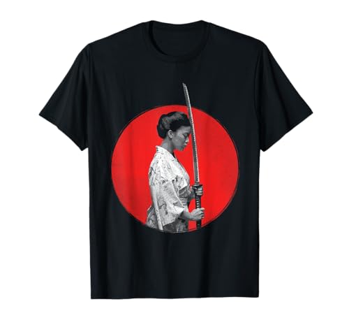 Blood Moon Samurai Mädchen Ninja Japanische Assassine T-Shirt Blood Moon Samurai Mädchen Ninja Japanische Assassine T-Shirt von Krieger Kostümladen