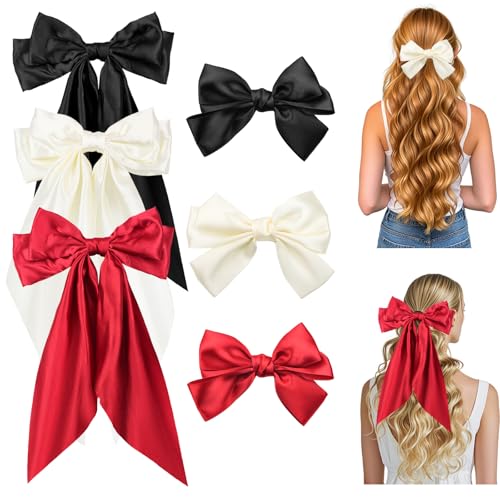 Krijuess Haarschleifen für Frauen, weiche, seidige Polyester-Haarschleifen, Haarbänder, übergroßer langer Schwanz, niedliche Schleifen-Clips für Frauen, Kokettschleifen für Haare, Metallschleifen für Krijuess Haarschleifen für Frauen, weiche, seidige Polyester-Haarschleifen, Haarbänder, übergroßer langer Schwanz, niedliche Schleifen-Clips für Frauen, Kokettschleifen für Haare, Metallschleifen für von Krijuess