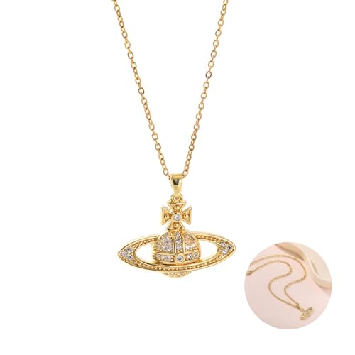 Krilucly Saturn Planet Anhänger Halskette, Fashion Planet Halskette, Frauen Ästhetische Anhänger Halskette, Einfache Personalisierte Geburtstagsgeschenke, Weihnachten, Valentinstag Geschenke für von Krilucly