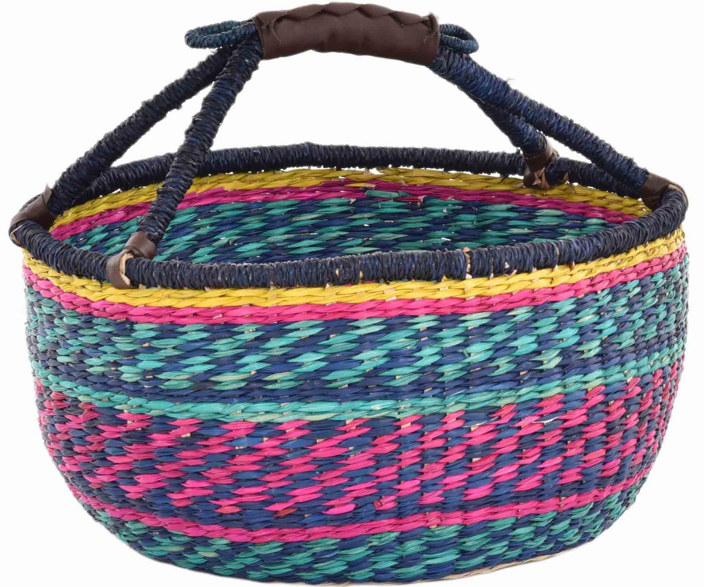 Krines Home Einkaufskorb Seegras Tasche Groß mit Henkel Korb mit Kunstledergriff rund Ø40 cm, Einkaufskorb Rundkorb Krines Home Einkaufskorb Seegras Tasche Groß mit Henkel Korb mit Kunstledergriff rund Ø40 cm, Einkaufskorb Rundkorb von Krines Home