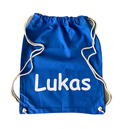 Krings Fashion Turnbeutel – Hipster Bag – 45cm x 37cm - Farbe Royal - Namen nach Wunsch individuell einzugeben (Jetzt anpassen) – in vielen Druckfarben von Krings Fashion
