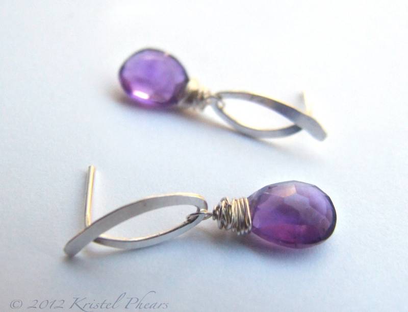 Amethyst Ohrringe - Baumeln Tropfen Eco-Friendly Post Ohrring Anhänger Silber Oder Gold-Filled Lila Februar Birthstone Geschenk von KrisPstudio