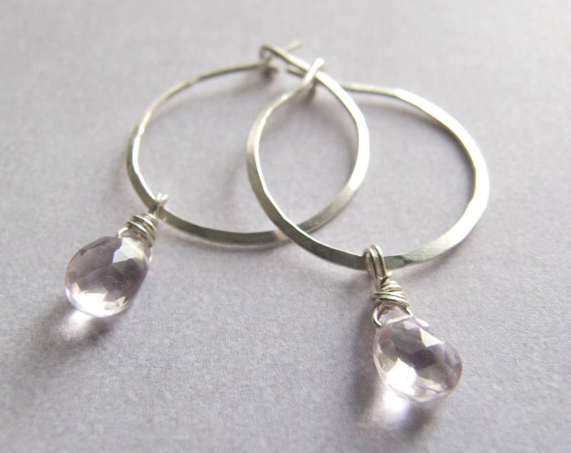Amethyst Ohrringe Silber Hoops - Pink Sterling Hoop Ohrring Blush 3/4" 18mm 20mm Add A Dangle Bail Bridesmaid Geschenk von KrisPstudio