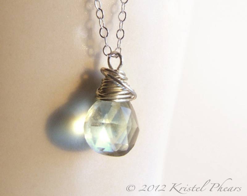 Grün Amethyst Anhänger Halskette - Silber Prasiolith Mint Aqua Hellgrün Edelstein Sterling Schmuck Brautjungfer Geschenk von KrisPstudio