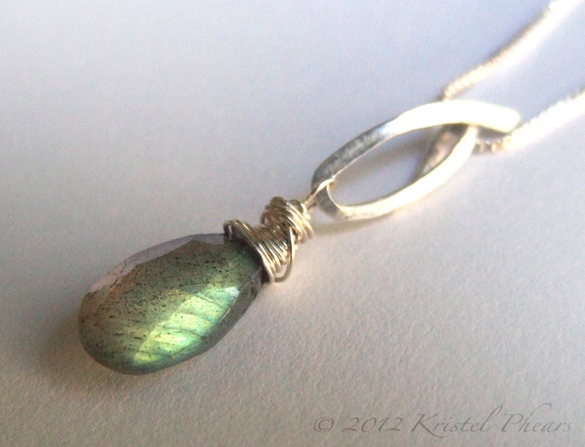 Labradorit Anhänger - Sterling Silber Gold Filled Halskette Baumeln Natur Original Schmuck Design Geschenk Add-A-Dangle Bail von KrisPstudio
