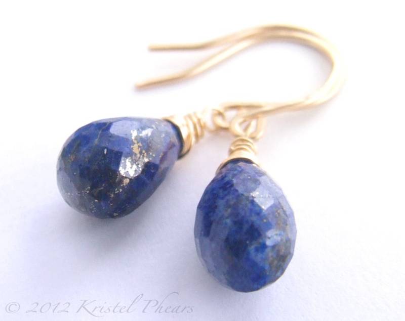 Lapis Ohrringe - Hängende Echter Lapislazuli Tropfen Kobaltblau 14K Goldgefüllt Oder Sterling September Geburtsstein Geschenk von KrisPstudio