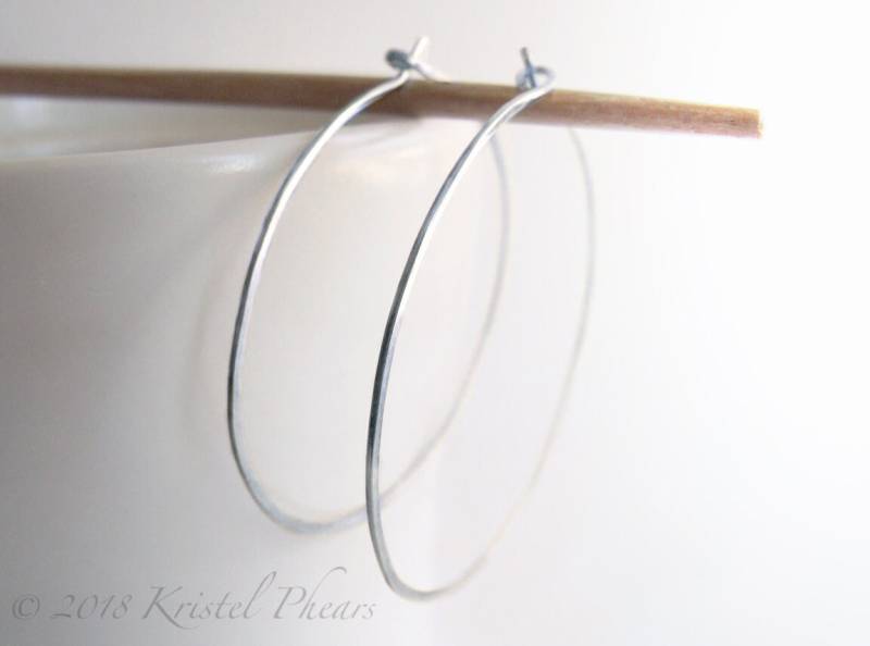 sterling Creolen - Extra Große 2 "Umweltfreundlich Recyceltes Silber, Argentium, Fein, Einfach Klassisch 48 Mm 50 Geschenk von KrisPstudio