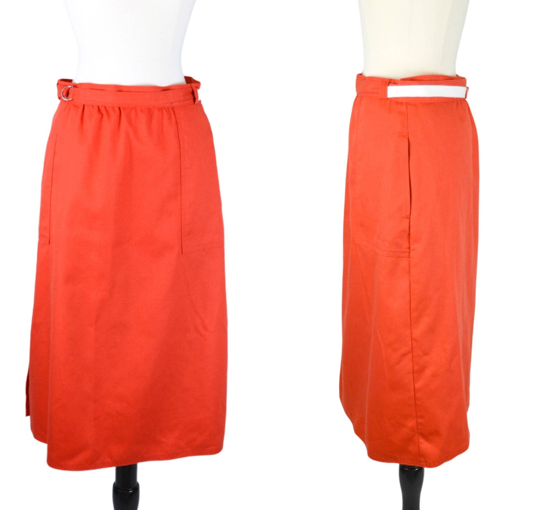 Vintage 1990S Orangener Knielanger Wickelrock Von White Stag von KrisVintageClothing