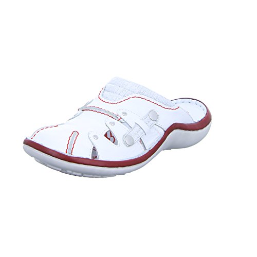 KRISBUT Damen Pantoletten Weißer Clog mit Rot 2220-6 weiß 396047 von KRISBUT