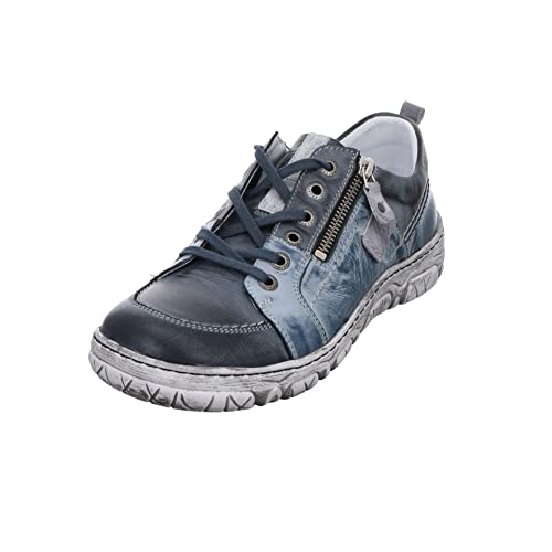 Krisbut Damen Schnürhalbschuhe Schnürschuh Glattleder Freizeit Sport Schuhe Uni Schnürschuh blau Leder von Krisbut