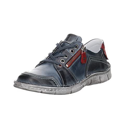 Krisbut Damen Schnürhalbschuhe Schnürschuh Glattleder Freizeit Sport Schuhe Uni Schnürschuh blau Reißverschluss von KRISBUT