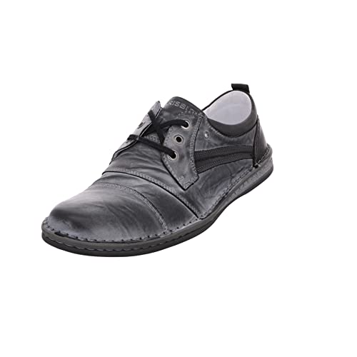 Krisbut Herren Schnürhalbschuhe Schnürschuh Glattleder Freizeit Elegant Schuhe Uni Schnürschuh grau bequem von Krisbut