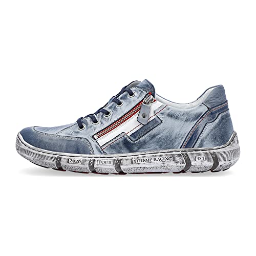 Krisbut Herren Schnürhalbschuhe Schnürschuh Glattleder Freizeit Elegant Schuhe Uni Slipper blau Reißverschluss von KRISBUT
