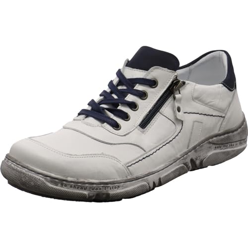 Krisbut Herren Schnürschuh aus Echtleder in Weiß mit Blau und Wechselfußbett. weiß Gr. 45 von KRISBUT