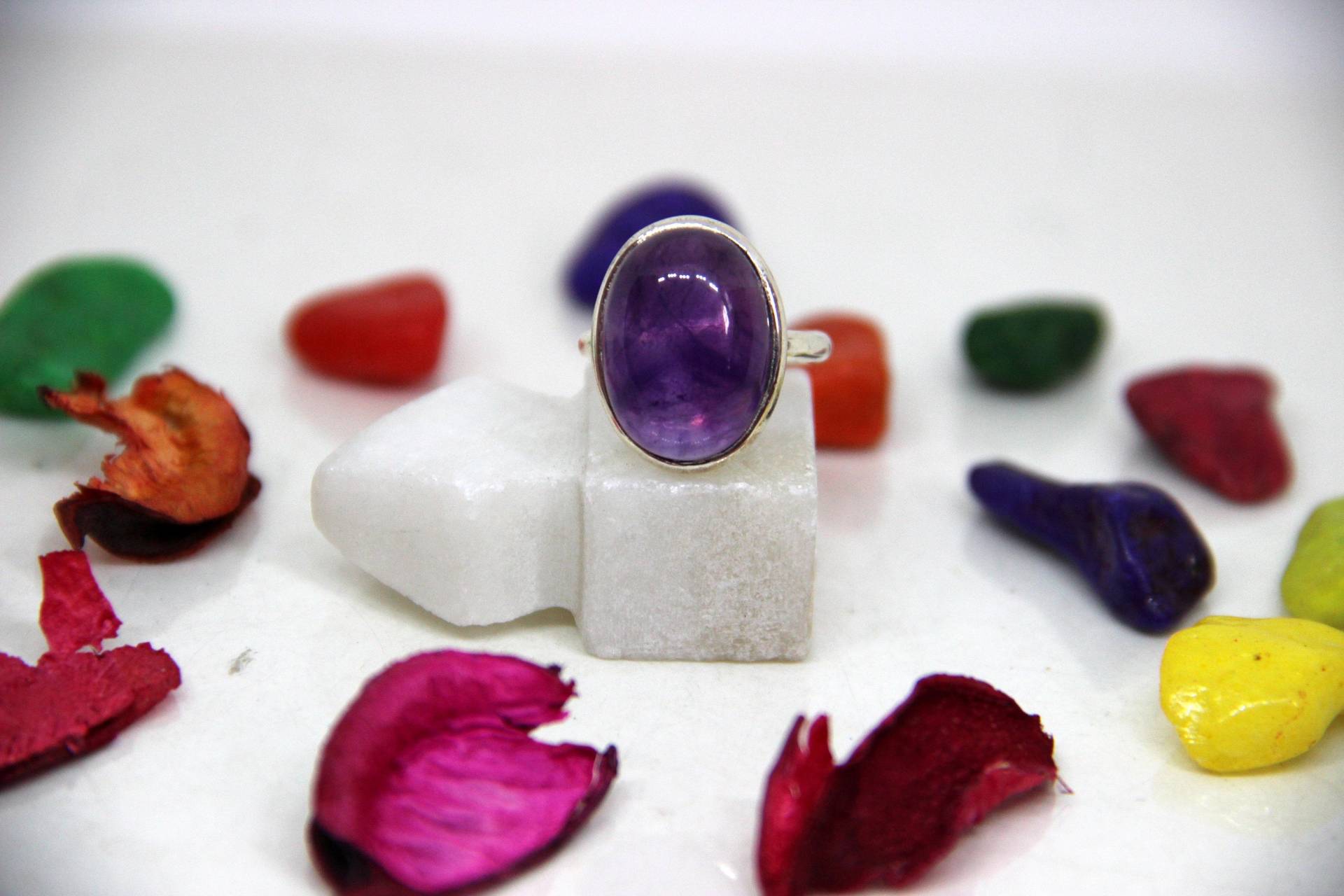 Amethyst Ring/sterling Silber/Natürlicher Tiefblauer Edelstein/Amethyst Edelstein Ring/Großer Ovaler Ring/Boho Schmuck/Februar Geburtsstein von KrishivExports
