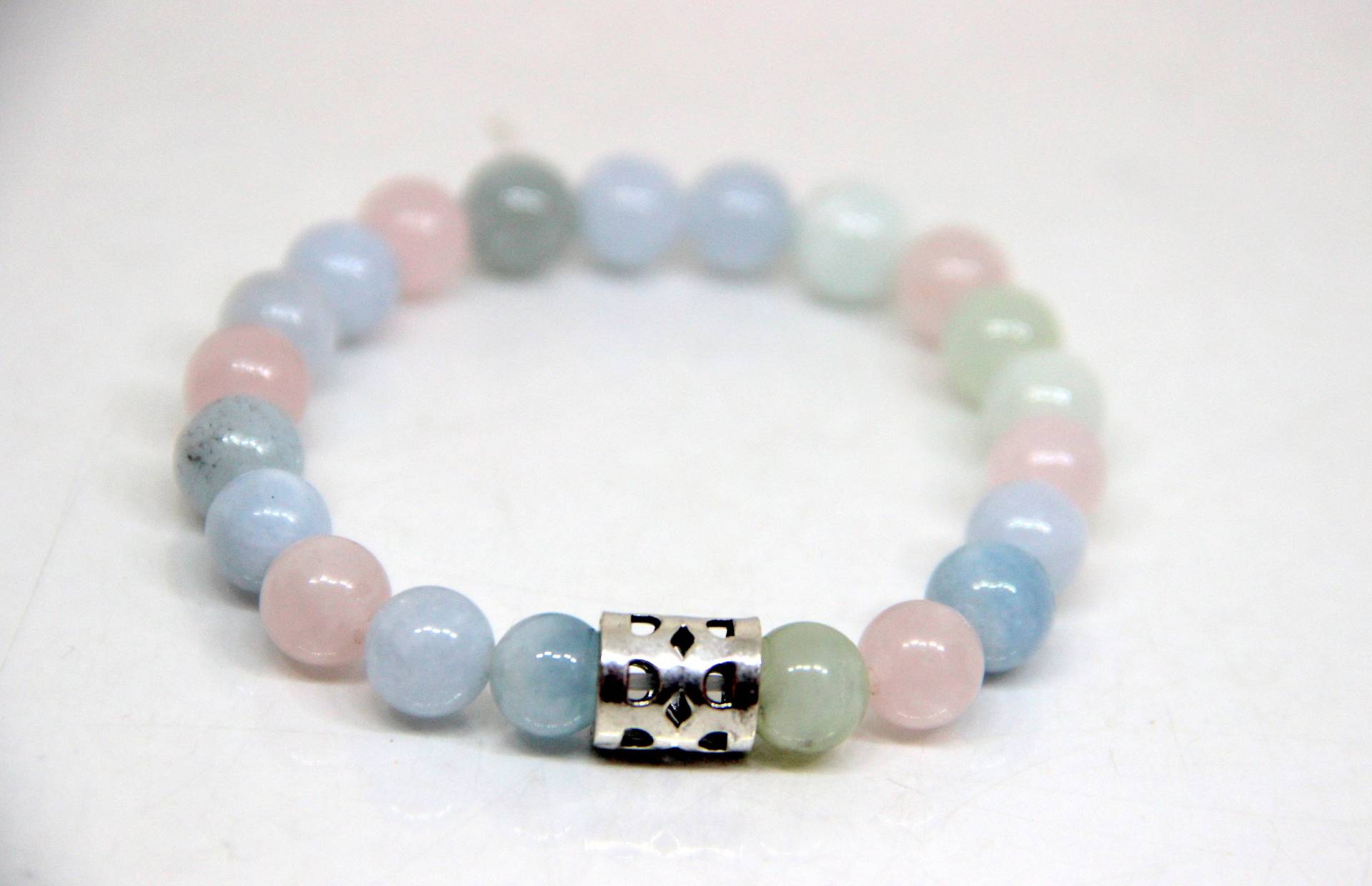 Morganit Perlen Armband Sterling Silber Edelstein Stretch Armband von KrishivExports