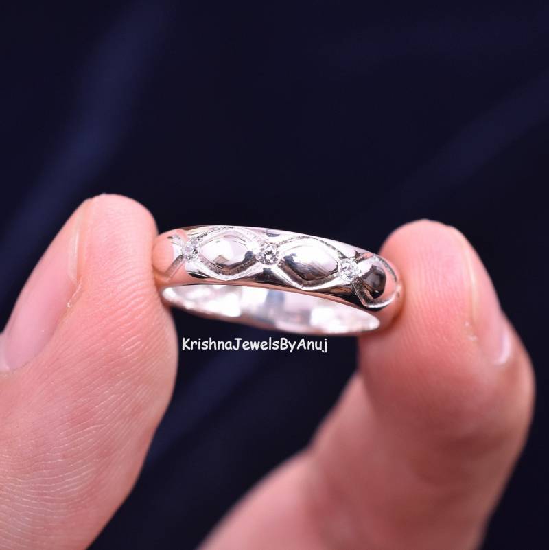 5 Mm Breiter Silber Bandring - Ringgröße 7, 5 Us 925 Massiv Sterling Handgemachter Ring Daumen Band Täglich Tragen von KrishnaJewelsByAnuj