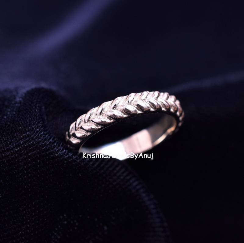 Geflochtener Design Silber Band Ring - 925 Sterling Größe 7, 5 Us Handgemachter Täglicher Tragen Unisex Bestes Geschenk Für Sie von KrishnaJewelsByAnuj