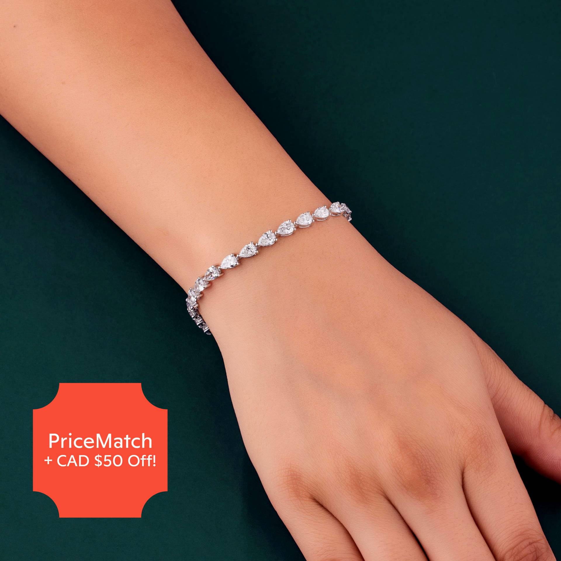 9 Karat Solid Gold Lab Grown Birne Diamant Tennis Armband von KrishviFineJewelry