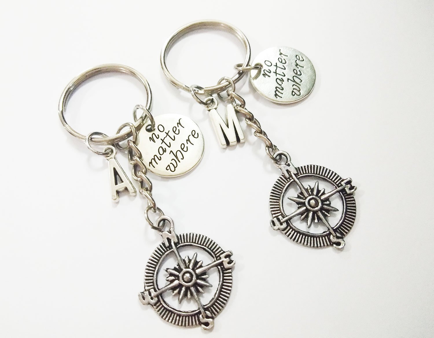 Egal Wo Schlüsselanhänger, 2 Kompass Lange Distanz, Freundschaft Personalisierte Geburtstagsgeschenk, Weihnachten Egal Wo Schlüsselanhänger, 2 Kompass Lange Distanz, Freundschaft Personalisierte Geburtstagsgeschenk, Weihnachten von KrisnaDesign