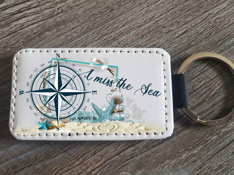 Leder Schlüsselanhänger - Meerweh I Miss The Ocean Sea Mit Deinem Wunschtext von KrissisBastelstore
