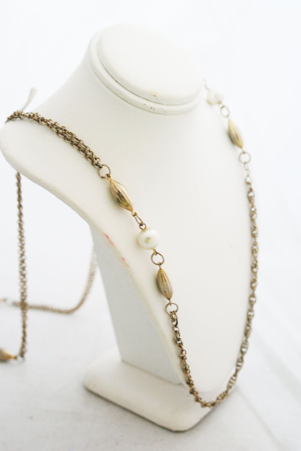 Halskette - Lang Doppelstrang Pearl Gold Perlen Anweisung Hängen von KrissyKatVINTAGE