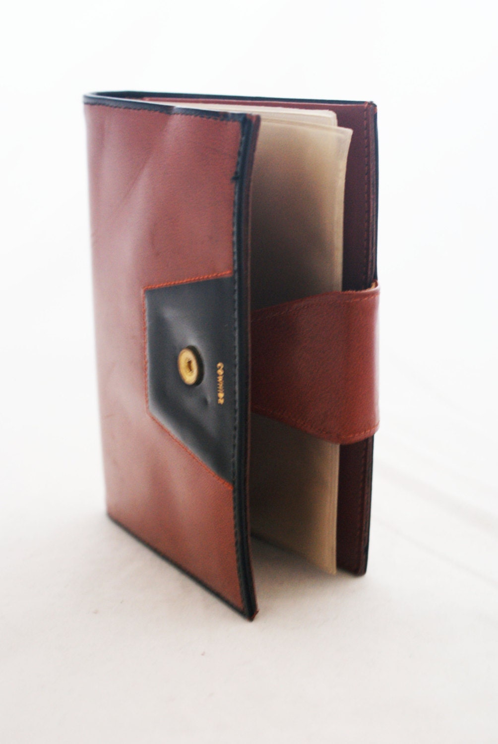 Portemonnaie - Große Tan Leder Mit Schwarz Trim Rindsleder Baronet Kreditkarte Und Bargeld-Halter-Brieftasche von KrissyKatVINTAGE