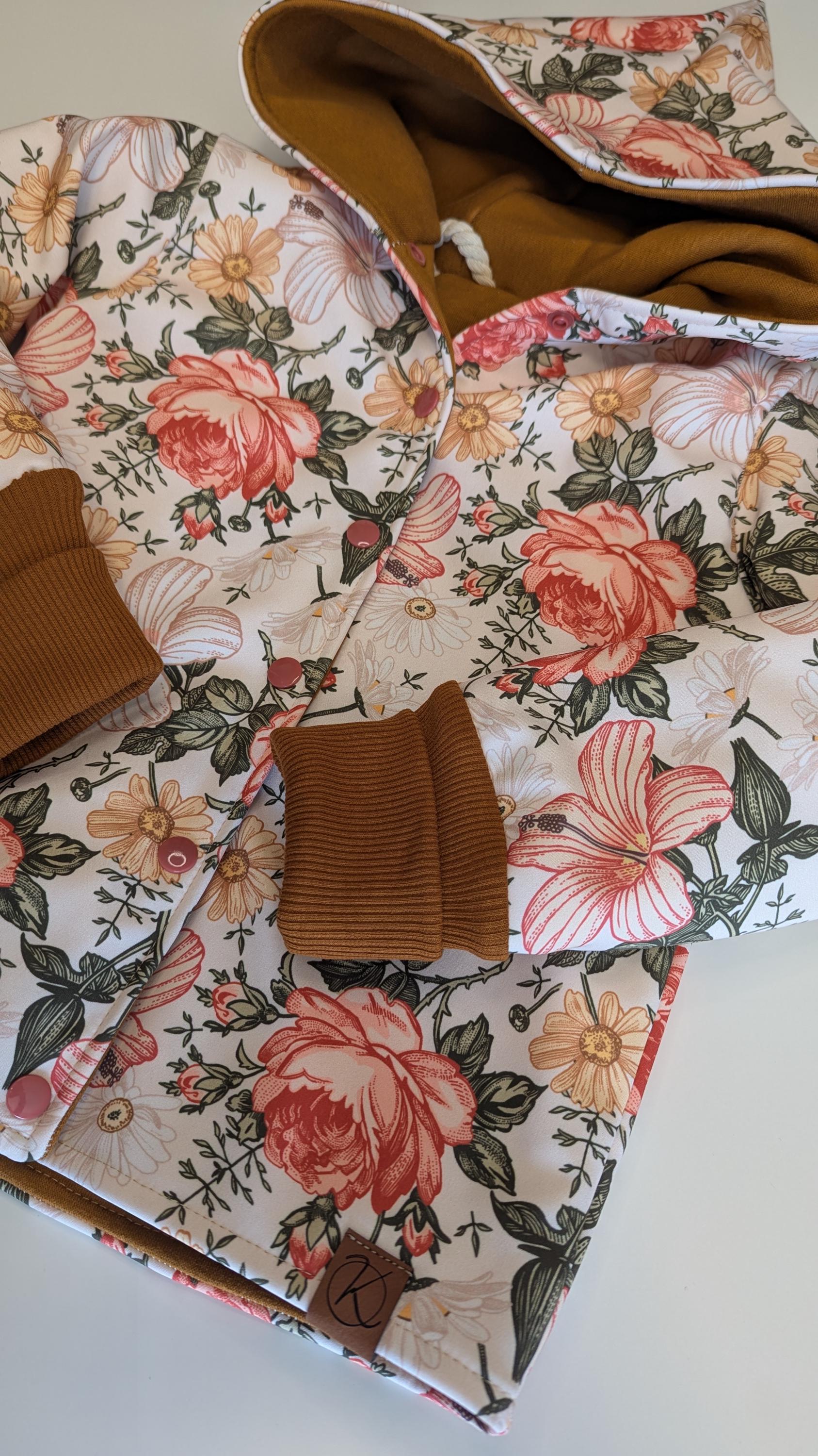 Wunderschöne Softshelljacke Für Kinder Gr. 86/92 Blumen Mädchen Retro Jacke Übergangsjacke Softshell von KrissysHandmadeShop
