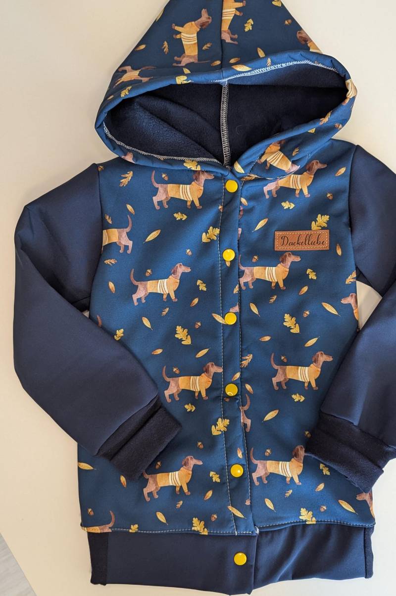 Wunderschöne Softshelljacke Für Kinder Gr. 86/92 Dackel Regenjacke Dackelhund Dachshund Jacke Übergangsjacke Softshell Ungefüttert von KrissysHandmadeShop