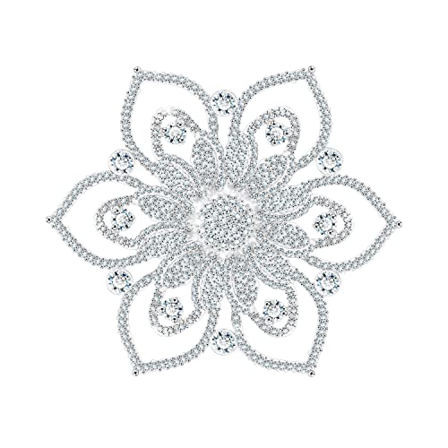 Blumenbrosche Silberbrosche mit eingelegtem funkelnden Kristall Mantel Pullover Kleid Brautgeschenk mit Schmuckschatulle von KristLand