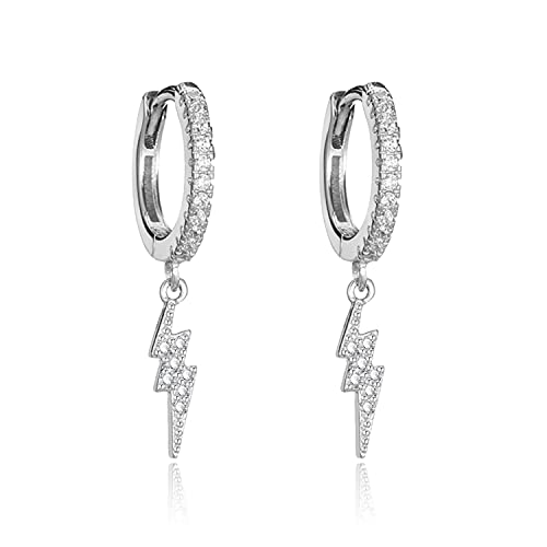 KristLand Damen Creolen Ohrringe 925 Sterling Silber Zirkonia Liebe Herz Kreuz Feder Stern Weihnachtsbaum Einfach Modeschmuck Neujahr Weihnachten Geburtstagsgeschenk Blitz Silber von KristLand