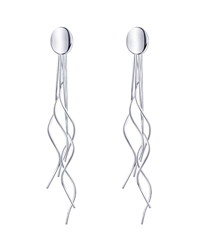 KristLand Damen Ohrringe Silber 925 Lange Quasten Glitzer Hänger Kurve Tropfen Ohrhänger Hängend Ohrstecker Kommt in Schmuck Geschenk Box KristLand Damen Ohrringe Silber 925 Lange Quasten Glitzer Hänger Kurve Tropfen Ohrhänger Hängend Ohrstecker Kommt in Schmuck Geschenk Box von KristLand