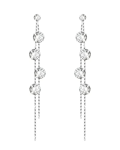 KristLand Damen Quaste Ohrringe 925 Silber Earpin Zirkonia Anhänger Kristall Ohrringe Hochzeit Neujahr Geburtstagsgeschenk Schmuckschatulle für Mädchen Freundin Braut von KristLand