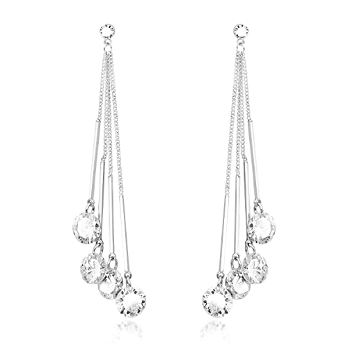 KristLand Damen Quaste Ohrringe 925 Silber Earpin Zirkonia Anhänger Kristall Ohrringe Hochzeit Neujahr Geburtstagsgeschenk Schmuckschatulle für Mädchen Freundin Braut von KristLand